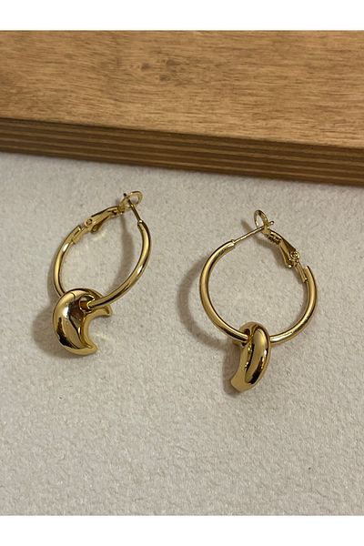 Rupen Kraft 316 L Surgical Steel Stainless Tarnish Free Moon Model Hoop Steel Earring