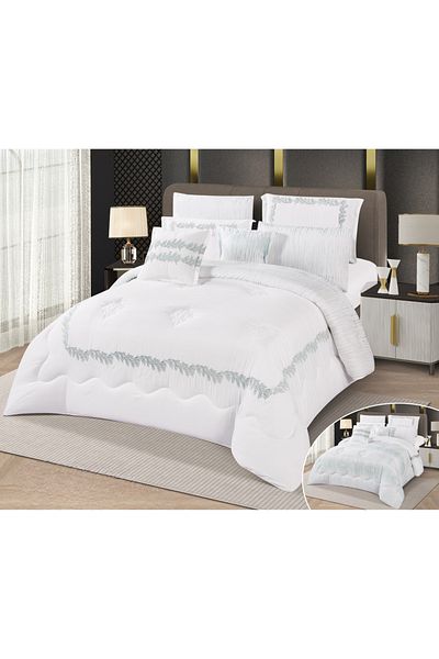HOURS Horse Macrofiber 4-Piece Comforter Set, Double-Sided, Embroidered with a Classy Pattern, Cornelia-004