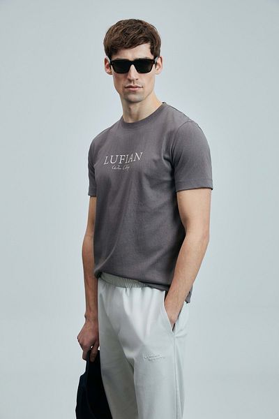 Lufian 111020238 Love Modern Graphic T- Shirt Men's T-Shirt Mink