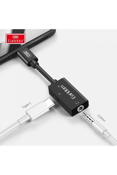 Earldom Airdom USB-C to USB-C and 3.5mm Jack Adapter Black