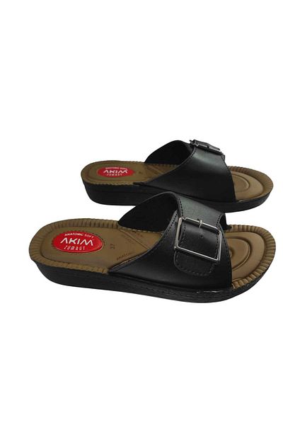 EFE SHOES Black Orthopedic Belt Slippers