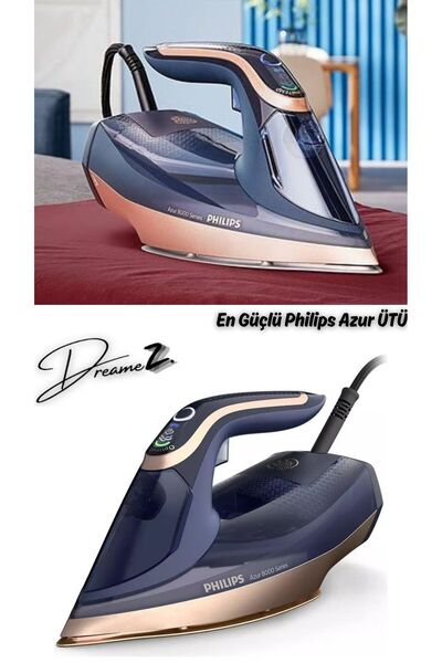 Philips Drmz En Hızlı + Güçlü Azur 8000 Yeni Serisi 3000 W Buharlı Ütü ,Turbo Buhar,350ml Su haznesi