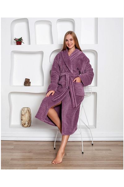 Star Fashion Halat dama cocolino, cu buzunare si cordon in talie, calduros si confortabil
