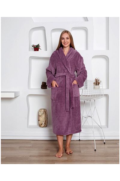 Star Fashion Halat dama cocolino, cu buzunare si cordon in talie, calduros si confortabil