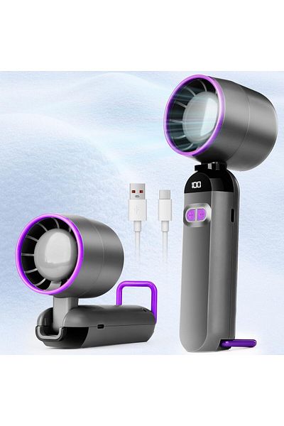 Generic Portable Turbo Handheld Personal Fan for Travel and Office with USB Quick Cooling Feature (Gray)