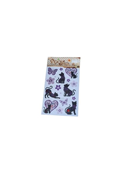 dalimag Decorative stickers, cats and flowers pattern, black, 5 x 5 cm