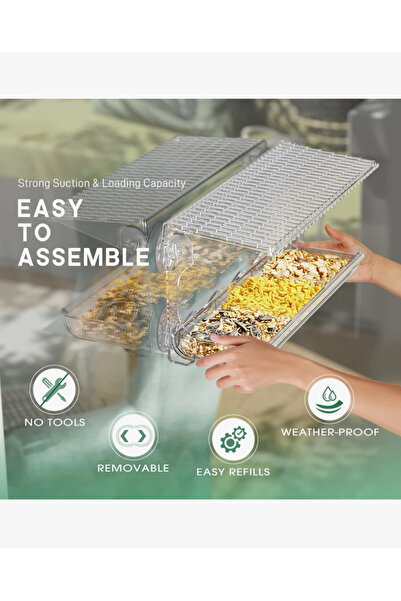 Obay Dış Mekanlar Için Pencereli Kuş Besleyici, Kendinden Yapışkanlı Kancalarla Pencereye Monte Şeffaf