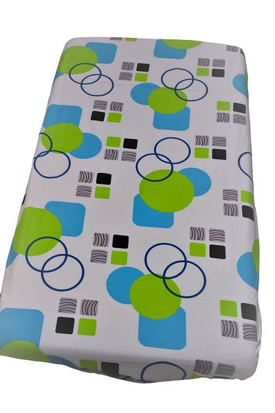 Lia's Boutique Crib sheet, 100% cotton, dimensions 60 x 120 x 10 cm, white pattern with green circles