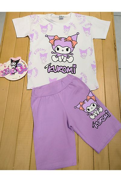 Monkabox Kuromi T-Shirt Shorts Two-Piece Set (Set of Buckles Gift)