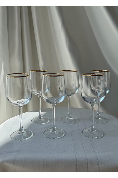 Şahika Kristal cama atılan imza Set of 6 Paşabahçe Casual Gold Coffee Side Water Glasses