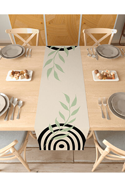 GREENDECOR مفرش طاولة مزخرف مطبوع رقميًا بتصميم بوهيمي منقوش على شكل ورقة شجر...