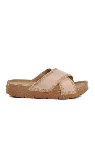 Aspor Beige Women's Flat Slippers