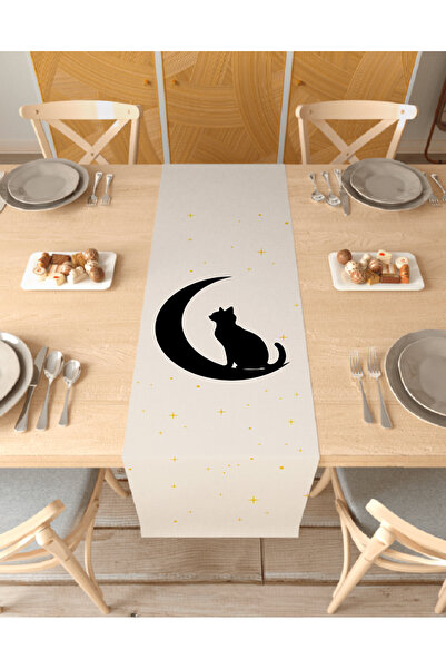 GREENDECOR Covoraș decorativ cu model pisică, lună și stele, cu design specia...