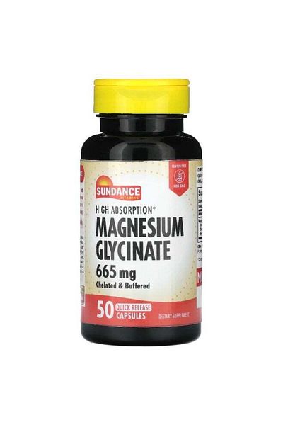SUNDANCE Vitamins, High Absorption Magnesium Glycinate, 665 mg, 50 Quick Release Capsules