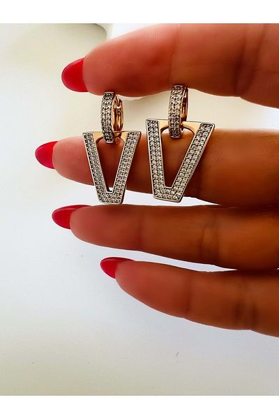 ACAR TAKI Xuping Zircon Stone V Ring Earring-Rose Acr5158
