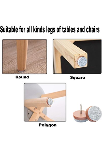 Generic COOLBABY 40Pcs Round Heavy Duty Nail-On Anti-Sliding Felt Pad For Furniture Chair Table Leg Feet Flo