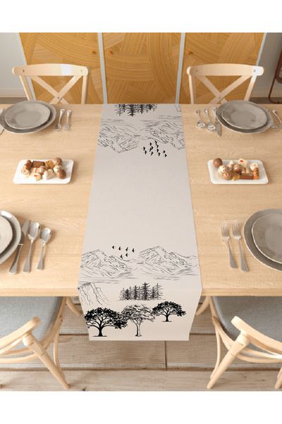 GREENDECOR مفرش طاولة مزخرف بتصميم خاص على شكل طائر جبلي الغابة، مطبوع رقميًا...