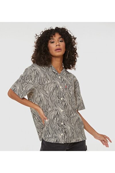 Levi's كريم بروليه زيبرا أسود متموج للنساء