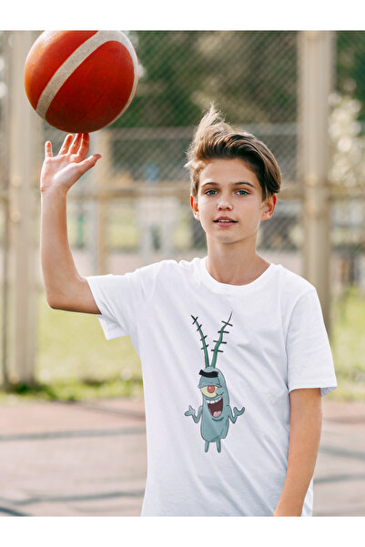 SEVBANO تي شيرت سبونج بوب شيلدون جيمس بلانكتون مطبوع للأطفال للجنسين (1-12 سنة)