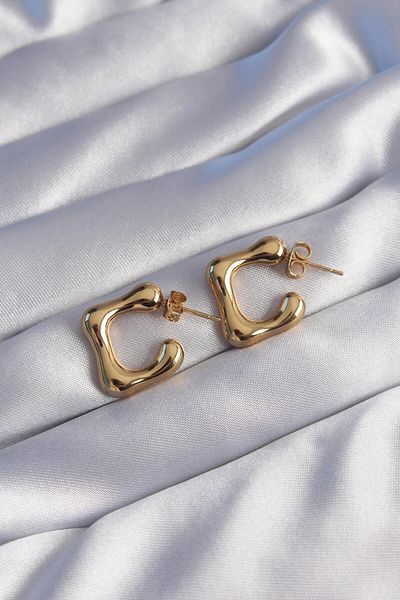 AfraBeauty 316L Steel Gold Hollow Bubble Heart Earrings