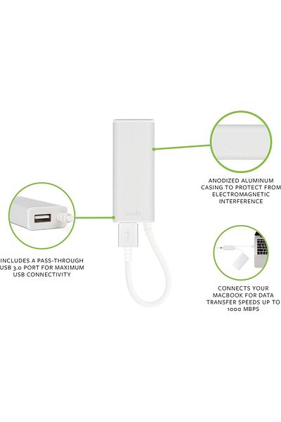 Moshi Moshi USB 3.0 to Ethernet Adapter Silver