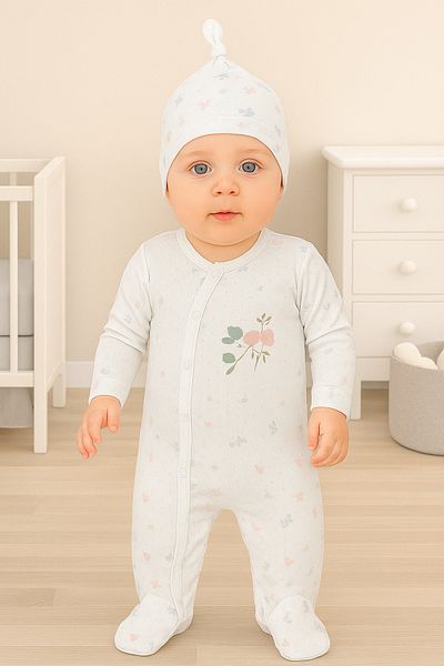 MİNİLOPPOO Baby Jumpsuit Jacquard 2-Piece Jumpsuit