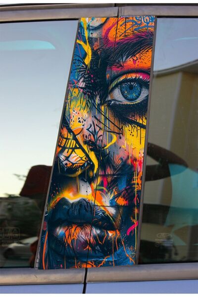 hediyenebak ملصق من رقائق الفويل المطبوع على شكل فتاة مرسومة بالألوان المائية...