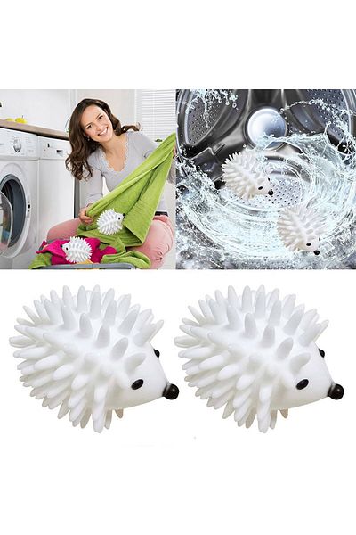 ROYALGROSS 2-Piece Hedgehog Model Feather Collector Anti-Wrinkle Laundry Drying Ball
