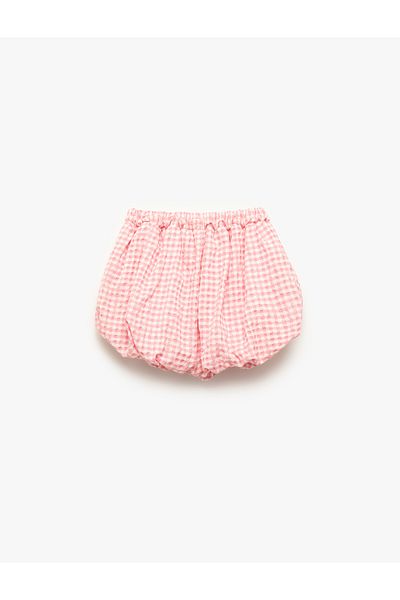 Koton New Season Bow Detailed Elastic Waist Gingham Balloon Skirt