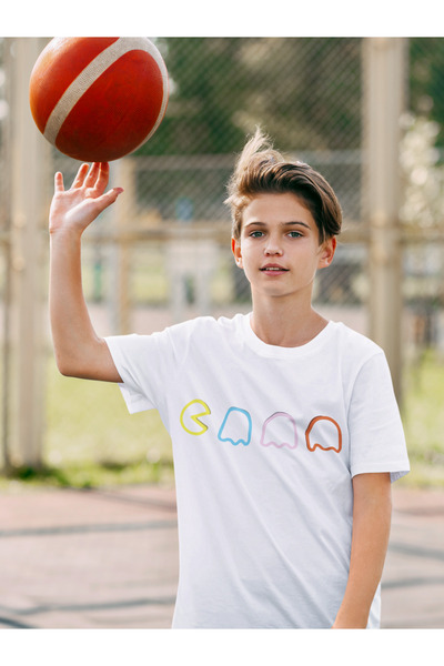 SEVBANO Tricou pentru copii unisex cu imprimeu Pacman simplu (vârsta 1-12)
