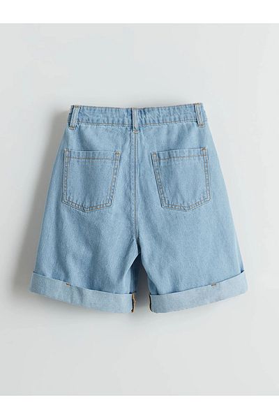 LC Waikiki Girl's Jean Shorts with Adjustable Elastic Waist
