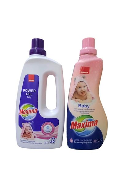 Sano Sano Maxima Baby Concentrated Gel Laundry Detergent Set, 20 washes, 1 l, Ultra Con Fabric Softener