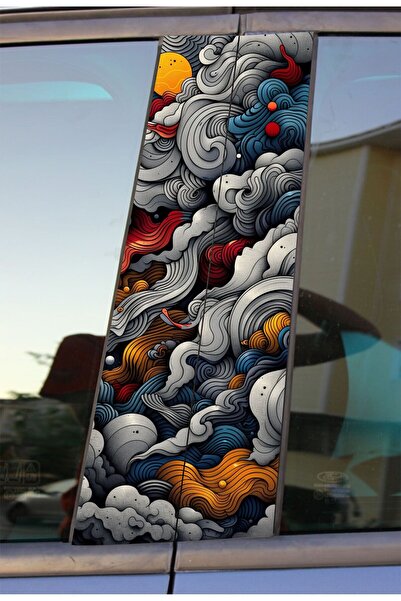 hediyenebak ملصق رقائق معدنية مطبوع عليه سحابات ملونة لباب السيارة مكون من قط...