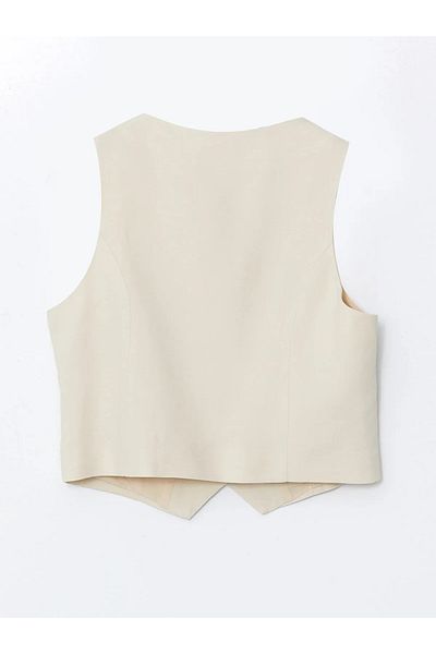 LC Waikiki V-Neck Linen Blended Women's Classic Vest