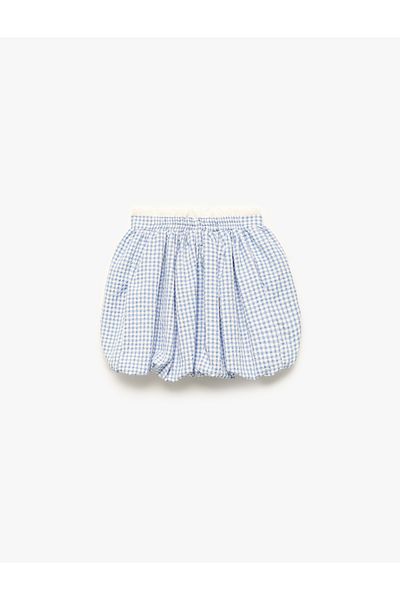 Koton New Season Ribbon Detailed Elastic Waist Gingham Balloon Skirt