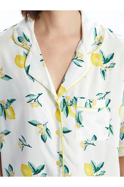 LC Waikiki Shirt Collar Printed Women's Pajamas Set