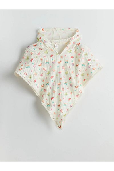 LC Waikiki Hooded Printed Girl's Beach Towel