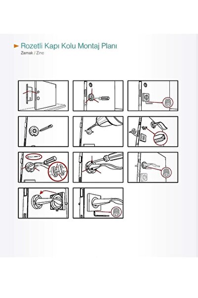 Sofuoğlu Zara Model Paslanmaz Çelik Siyah Kare Rozetli Oda Kapı Kolu / Takım olarak