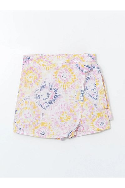 LC Waikiki Tie Dye Patterned Girl's Shorts Skirt with Elastic Waist