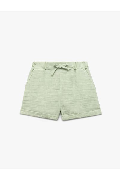 Koton New Season Folded Leg Linen Look Loose Fit Bow Shorts