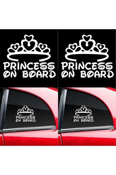 hediyenebak Princess On Board Auto, Motocicletă, Cască, Laptop, Autocolant pentru Parbriz 17x14 Cm