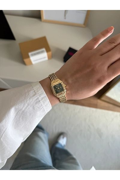 RoseandRoses Vivine Minimal Square Case Women's Wristwatch Gold (Green Dial)