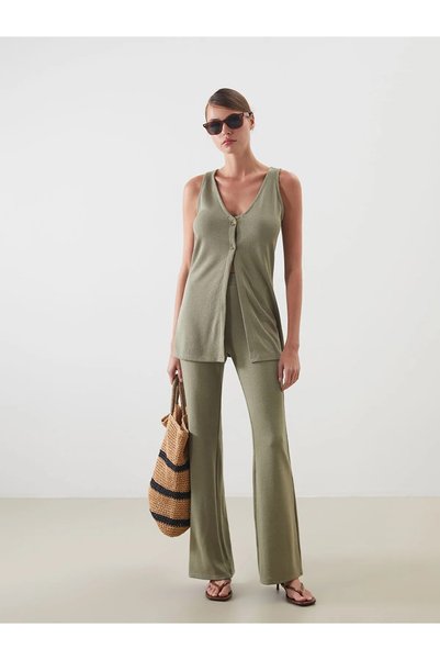 LC Waikiki Khaki V-Neck Women's Vest