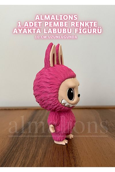 almalions Standing Labubu Figure in Pink Color - 10 cm - Plastic Figure - 1 Piece