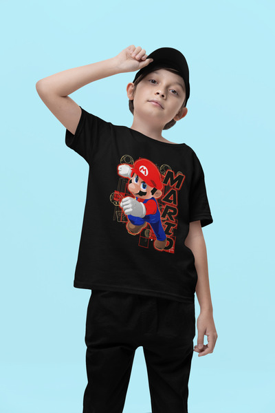 SEVBANO تي شيرت للأطفال مطبوع عليه سوبر ماريو للجنسين (1-12 سنة)