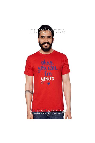 Hunors Sportswear & Company Okay You Win I Am Yours Scris pentru cuplu îndrăgostiți Combinați tricou oversize din 2 piese