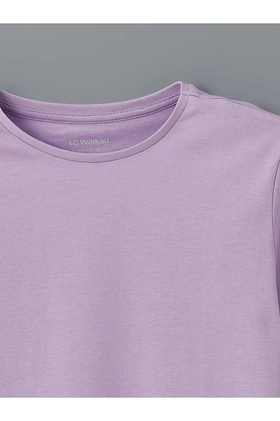LC Waikiki Crew Neck Plain Combed Cotton Girls' T-Shirt