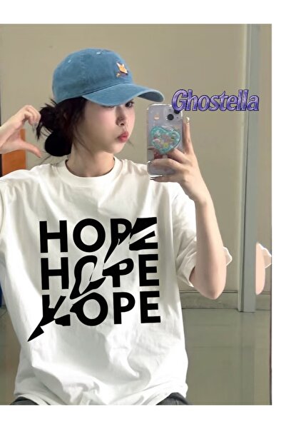 Minga London Tricou unisex supradimensionat alb BTS Hope -Ghostella