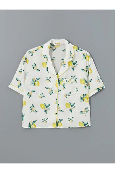LC Waikiki Shirt Collar Printed Women's Pajamas Set