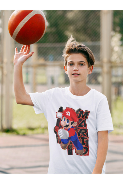 SEVBANO تي شيرت للأطفال مطبوع عليه سوبر ماريو للجنسين (1-12 سنة)